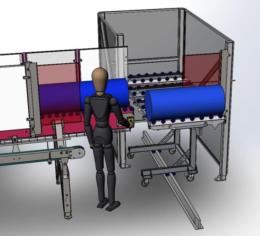 Manual trolley for baskets unloading to optimize space 