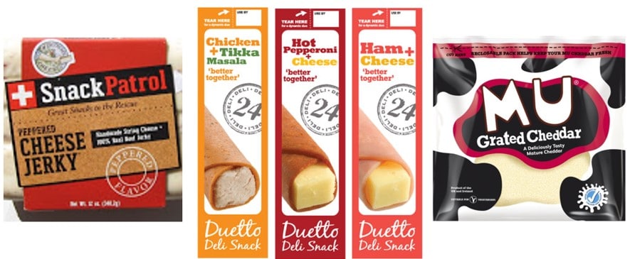 Imagen 3. Ejemplos de snacks de queso suave y queso semicurado comercializados en el pasado.