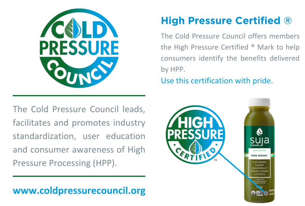 The Cold Pressure Council offers the High Pressure Certified Mark