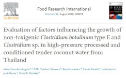 Figura 3. Artículo gratuito publicado en “Food Research International” con resultados prometedores donde se evalúan distintos factores que pueden influir en el crecimiento de C. botulinum en agua de coco HPP Figura 3. Artículo gratuito publicado en “Food Research International” con resultados prometedores donde se evalúan distintos factores que pueden influir en el crecimiento de C. botulinum en agua de coco HPP
