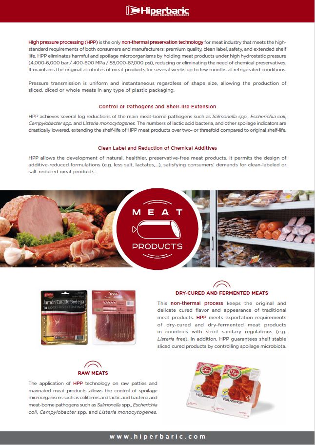 Meat products flyer of Hiperbaric