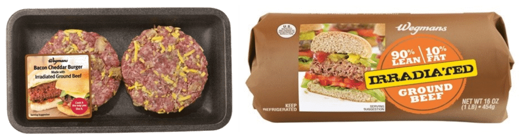 Examples of meat products treated with irradiation.