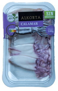 Commercial example of HPP raw squid by Bacalaos Alkorta.